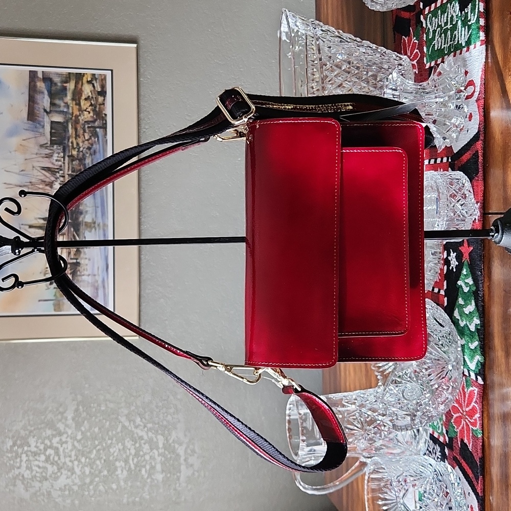 Claudia Firenze Patent Leather Handbag Crossbody Satchel Bag